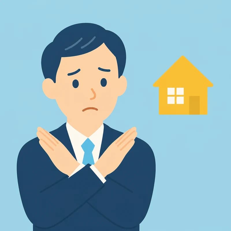 不動産会社に断られて戸惑う人のイラスト